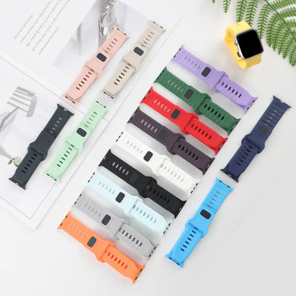 Silicone Strap For Apple Watch ultra 2 Band 44mm 49mm 45mm 42mm 40mm 41mm 38mm sport correa bracelet iwatch Series 7 6 3 se 8 9